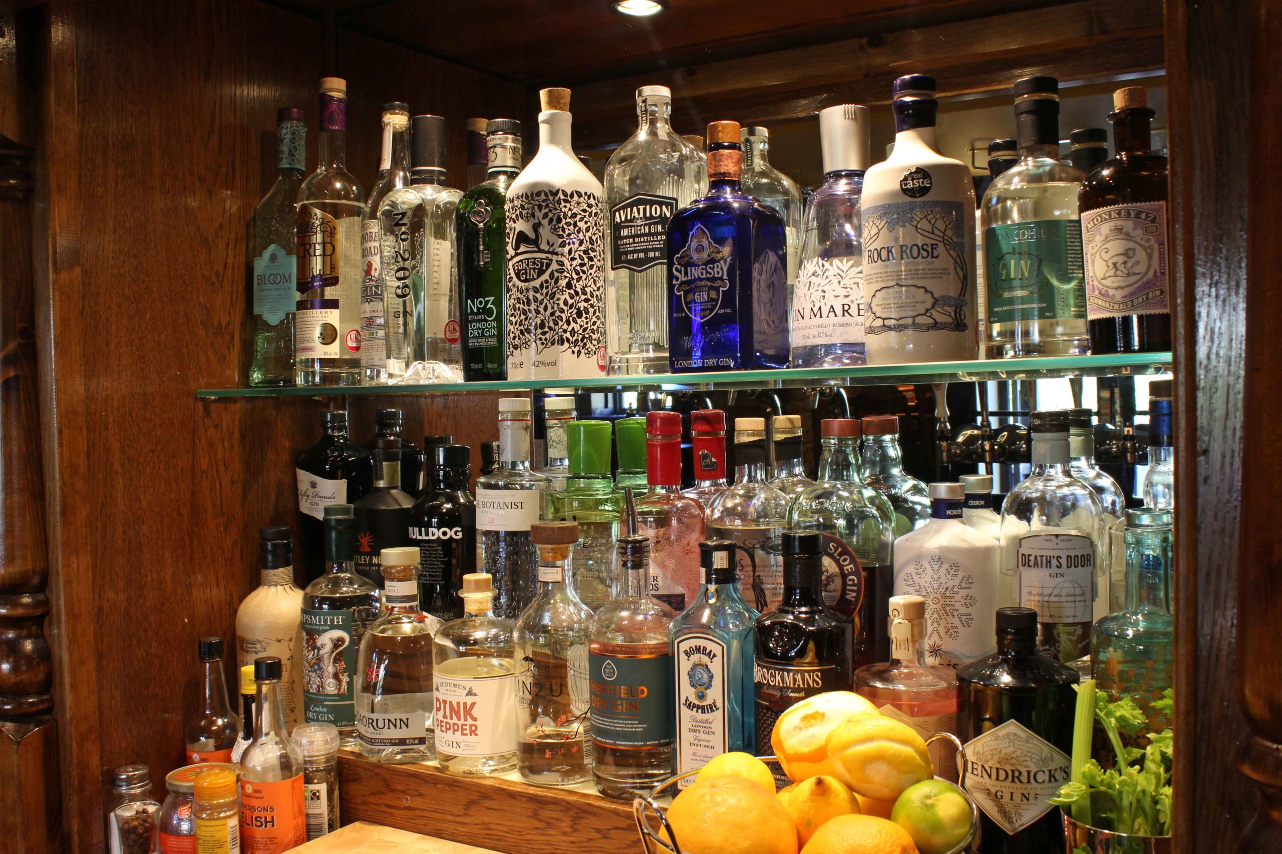 Gin selection at the Waggon &amp; Horses 1